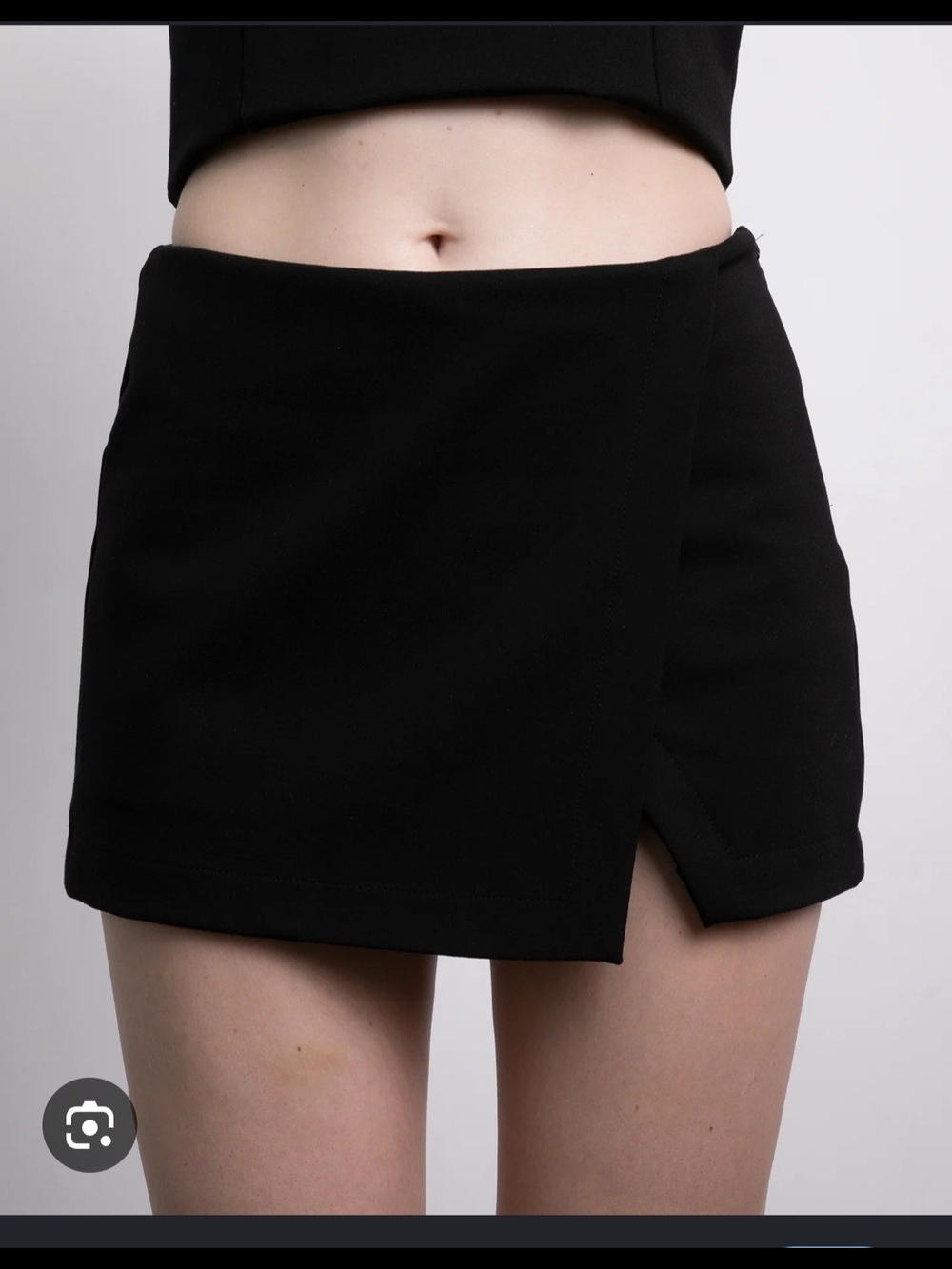 Zara Black Asymmetric Mini Skirt with Front Notch